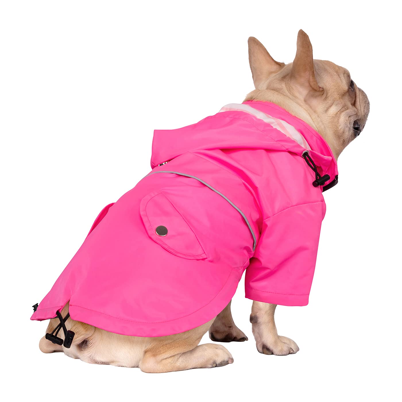 HDE Dog Raincoat Double Layer Zip Rain Jacket with Hood for Small to Large Dogs Pink - M