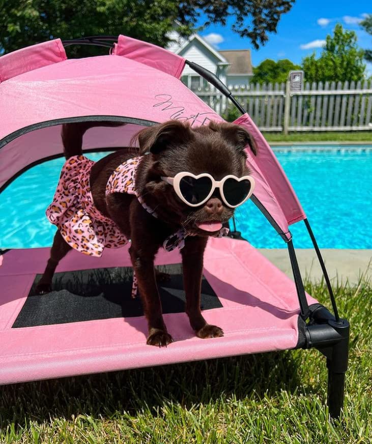 Midlee Pink Dog Cot Bed With Canopy (Large)- 30'' X 36''