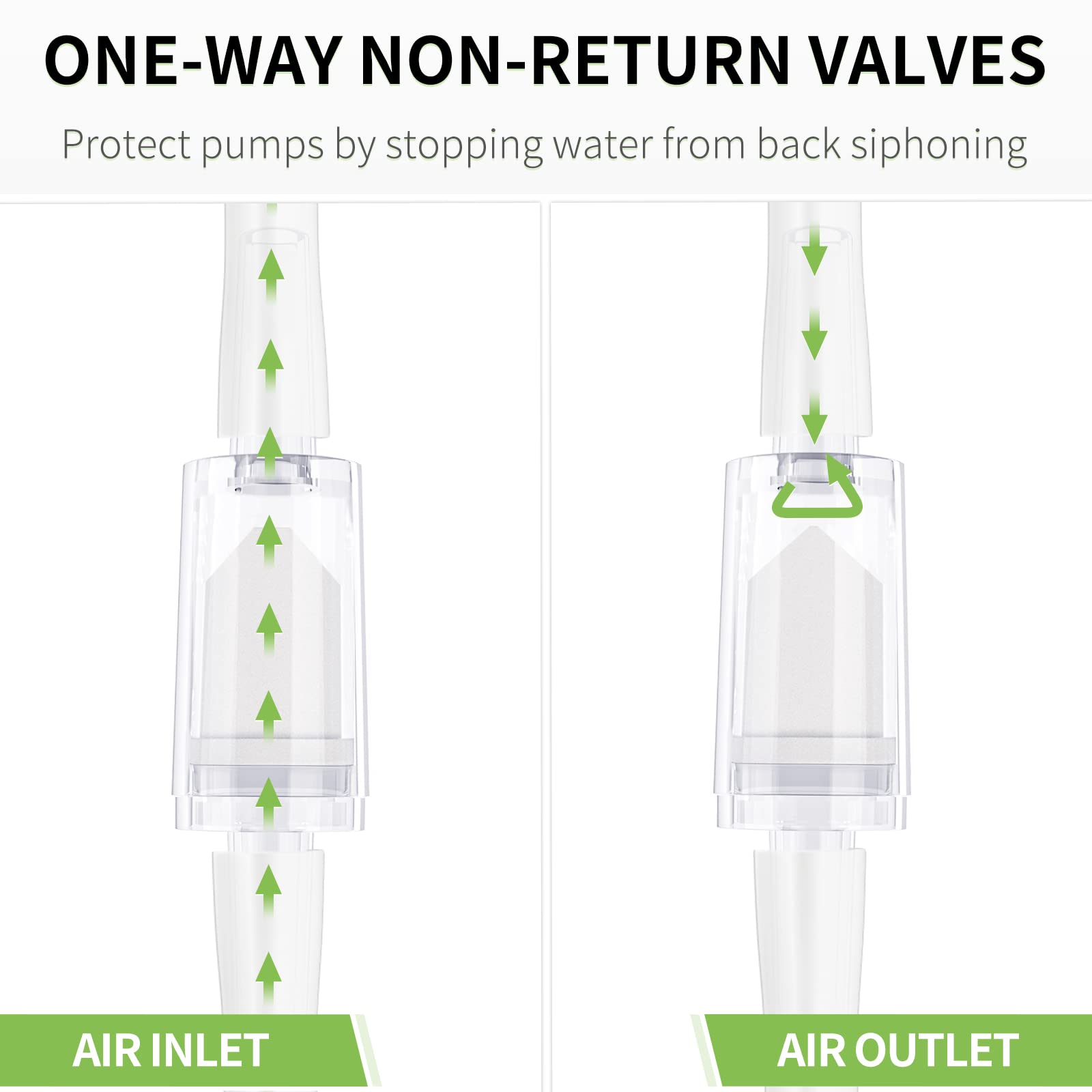 Pawfly 10 PCS Aquarium Check Valves for Common Air Pumps White Plastic 1-Way Non-Return Valves Pump Protectors for Standard 3/16