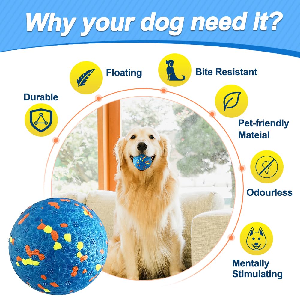 Mankoda Dog Balls, 8Pcs Tennis Ball Toys For Aggressive Chewers, Durable Teething Chew Dog Toys, Diameter 3'' Water Toy Fetch Ba