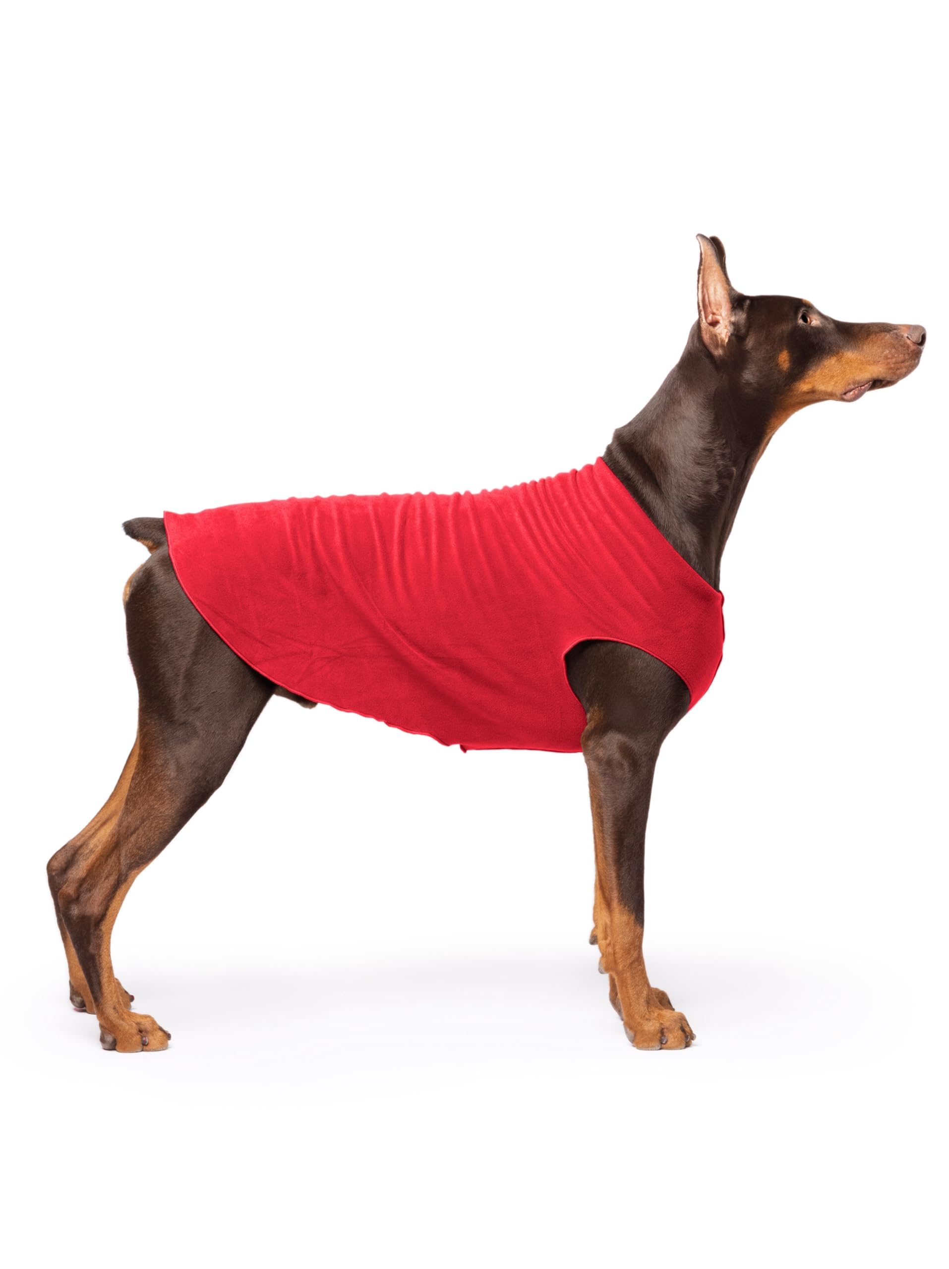 Gold Paw Stretch Fleece Dog Coat, Stretchy Pet Sweater, Machine Washable Pullover For Winter And Fall, Red, 24
