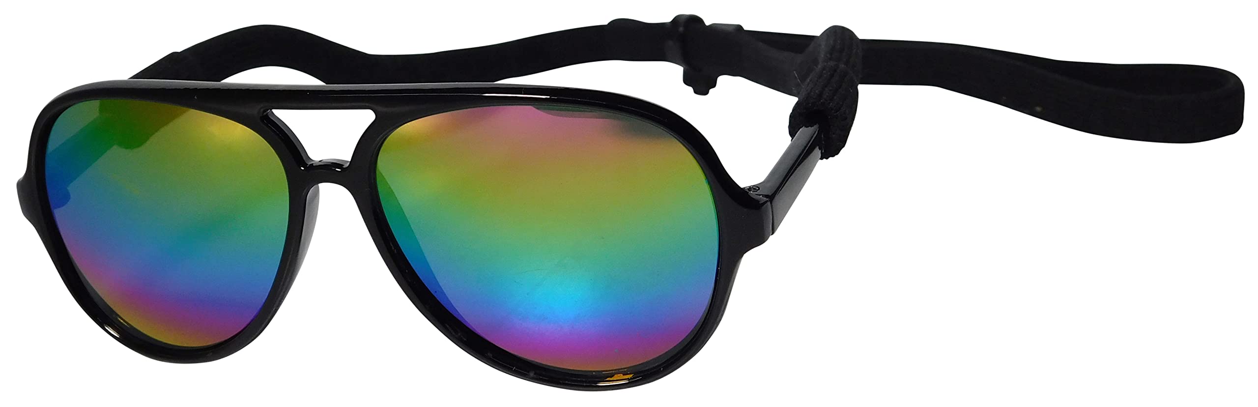G010 Dog Pet Costume Prop Aviator Sunglasses Medium Breeds 20-40 Lbs (2-Pack Black-Rainbow Mr + Clear-Rainbow Mirror)