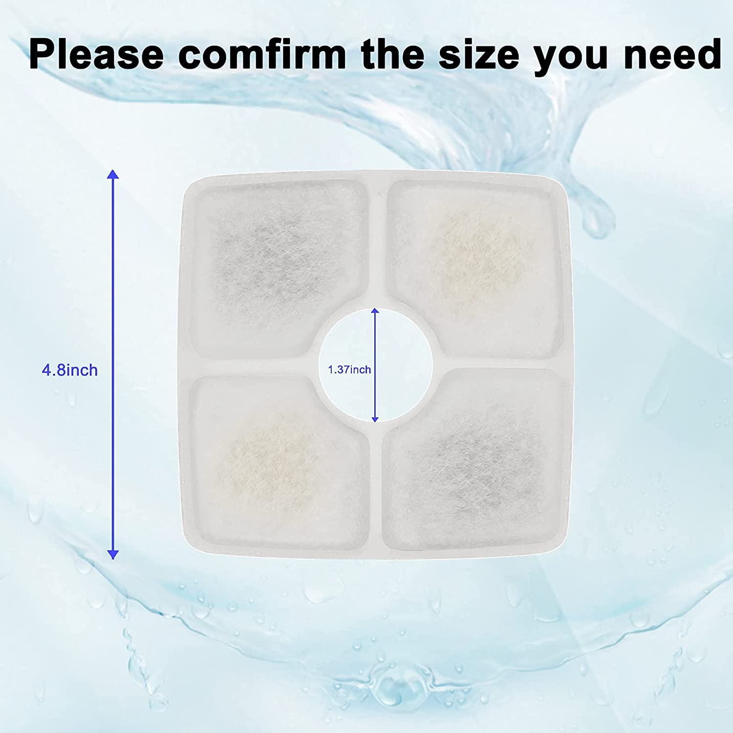 Cat Water Fountain Filters, Cirfifth Cat Fountain Filter Replacement, for Square Cat Water Fountain Inside (4 Pack)