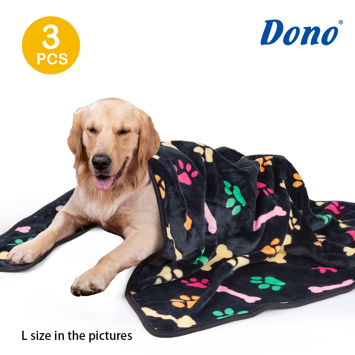 Dono 1 Pack 3 Blankets For Dogs, Soft Fluffy Paw Print Pattern Fleece Pet Blanket Warm Sleep Mat Cute Print Design Puppy Kitten Blanket Doggy Mat For Dog Cat Kitten Doggy