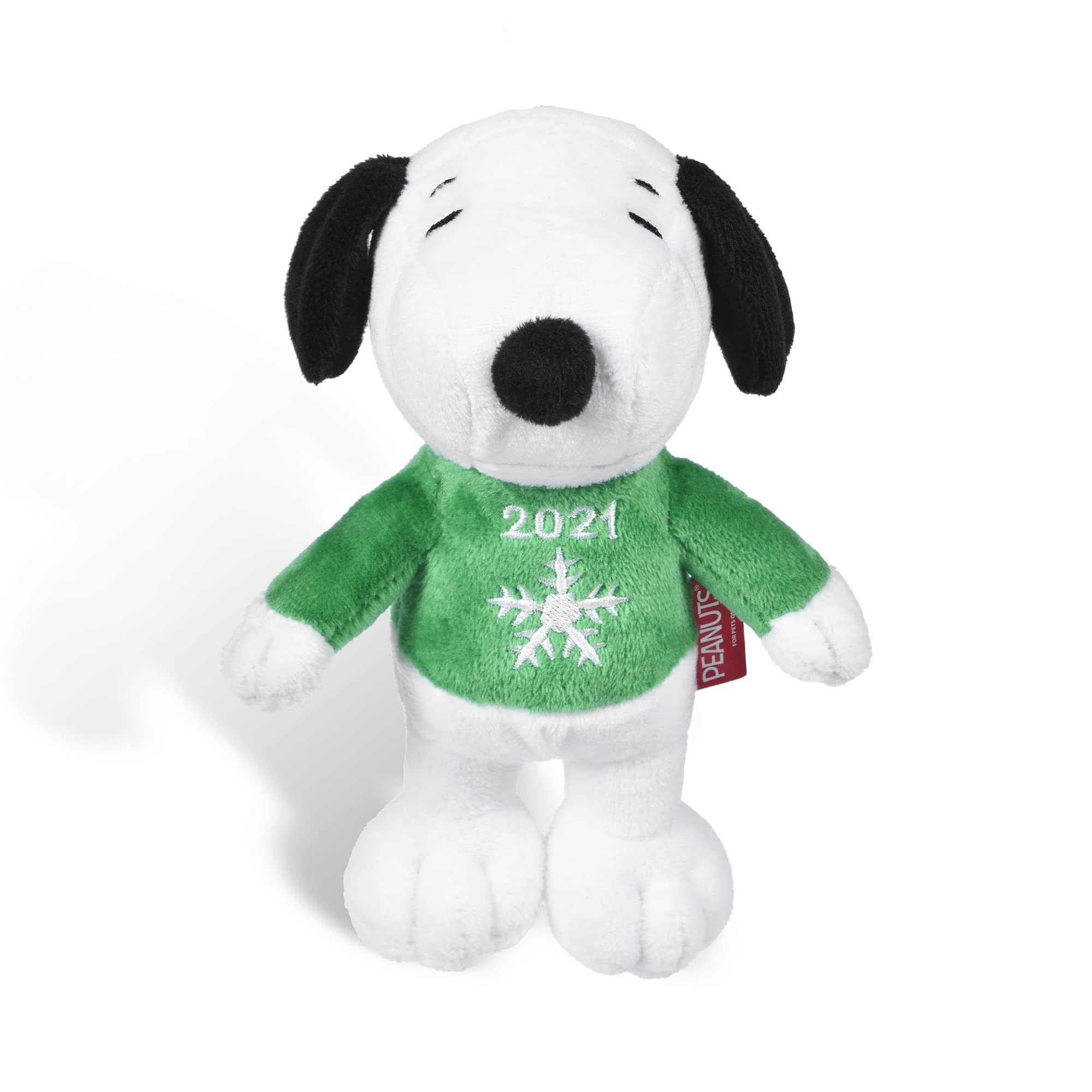 Peanuts For Pets 6' Holiday 2021 Snoopy Plush Dog Toy With Squeaker | Green Snoopy Holiday Plush Dog Toy | Small Squeaky Dog Toys - Soft Stuffed Dog Toys Officially Licensed By Peanuts, (Ff19107)