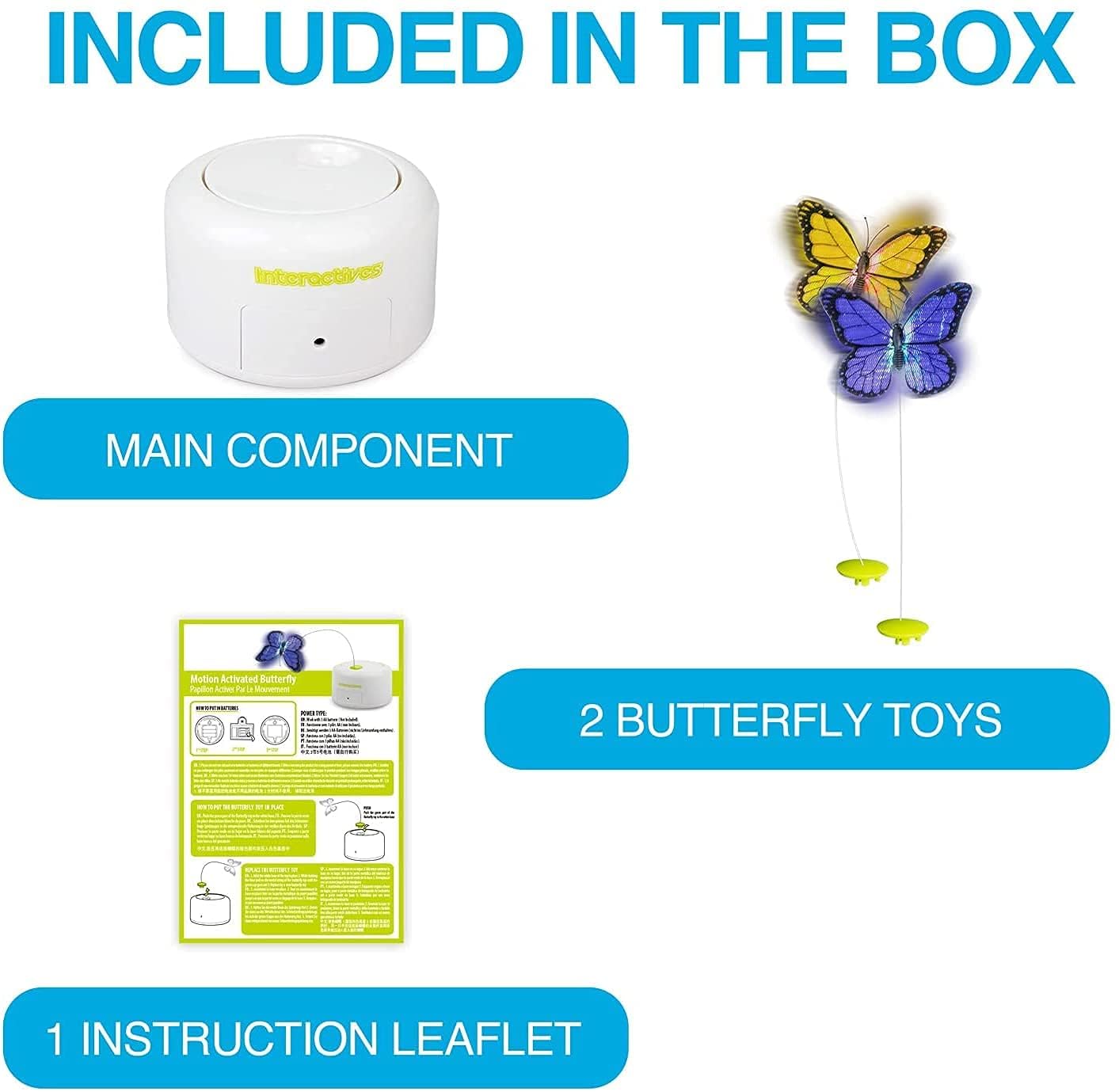 All For Paws Motion Activate Cat Toys Interactive Flutter Butterfly Kitten Enrichment Toy With One Replacement For Indoor Cats