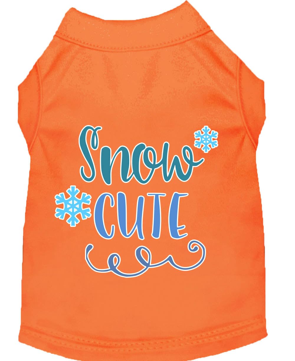 Christmas Pet Dog & Cat Shirt Screen Printed, &quot;Snow Cute&quot; Orange MD (6-10 lbs.)