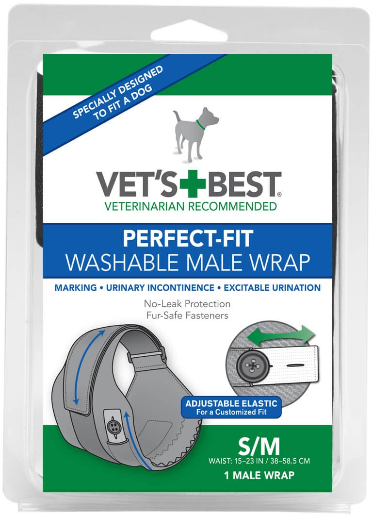 Vets Best Washable Male Dog Diapers | Absorbent Male Wraps with Leak Protection | Excitable Urination, Incontinence, or Male Ma
