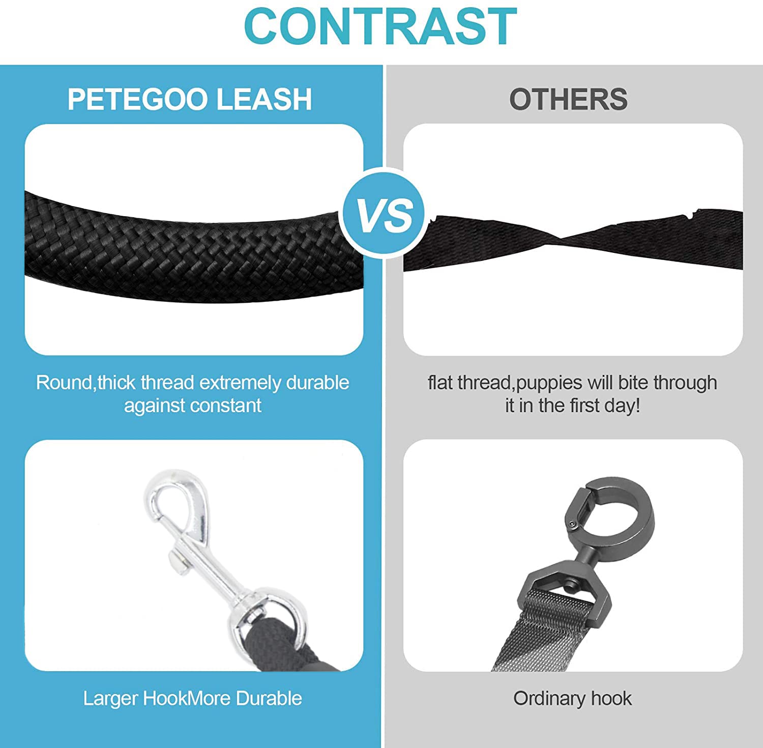 3 Dog Leash No Tangle Heavy Duty Detachable 360° Swivel Device Multiple Dog Leash With Padded Handle For Two/Three Pets (30-200 Lbs)