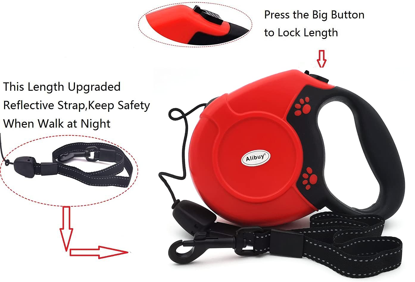 Retractable Dog Leash 26Ft 360° Tangle-Free Walking Pet Leashes With Non-Slip Handle For Small Medium Large Dogs,Up To 110 Lbs Red