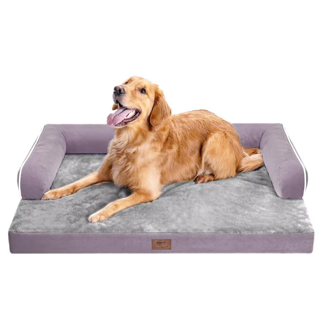 Orthopedic Large Dog Bed Washable, Orthopedic Dog Bed With Removable Bolsters, Washable Dog Beds Cover For Large Dogs, Waterproof Pet Beds And Non-Slip Bottom, Extra Purple Large Dog Bed