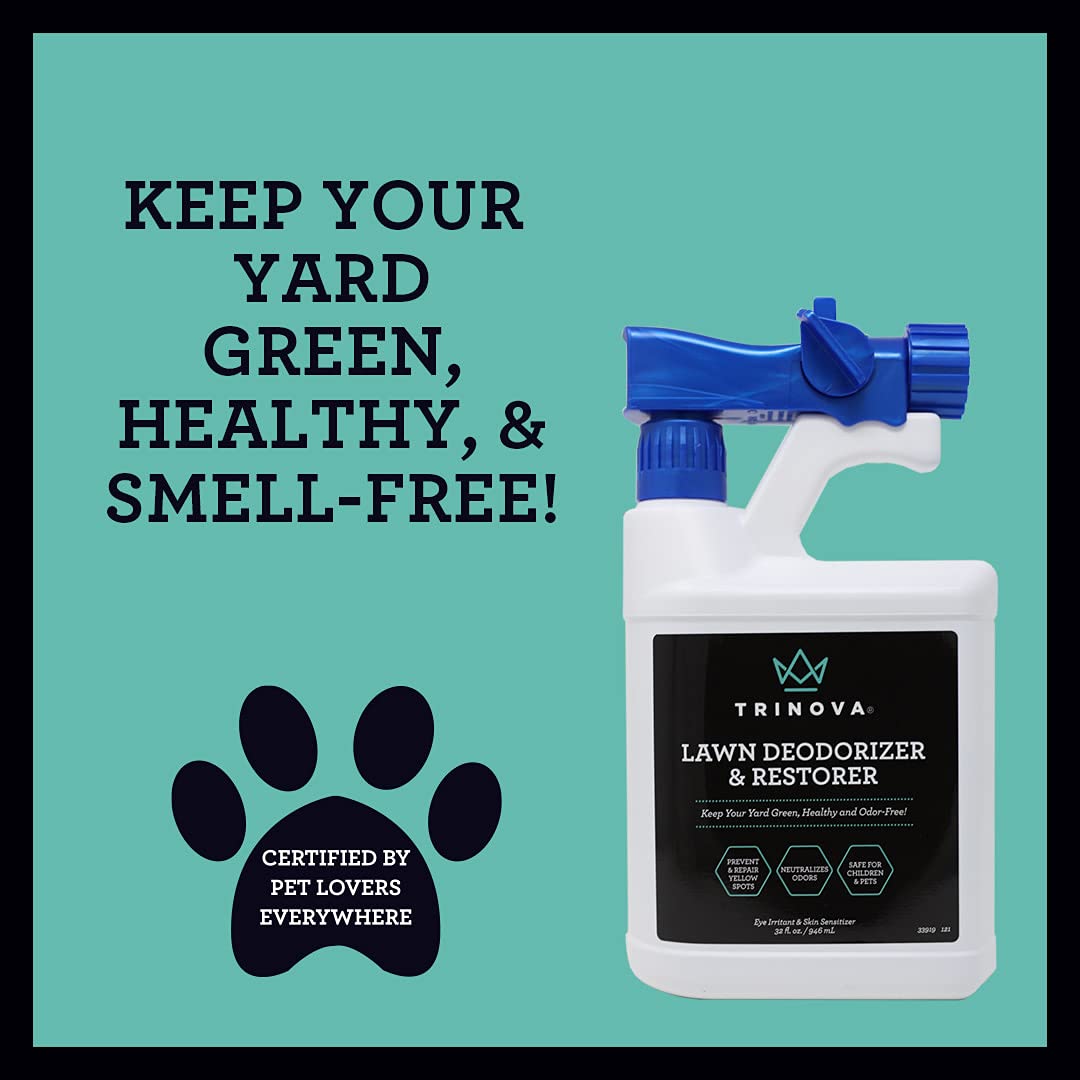 Trinova Outdoor Lawn Deodorizer & Restorer - Eliminates Dog, Puppy Feces And Urine Odors From Lawn, Yard, & Patio, Artificial Tu