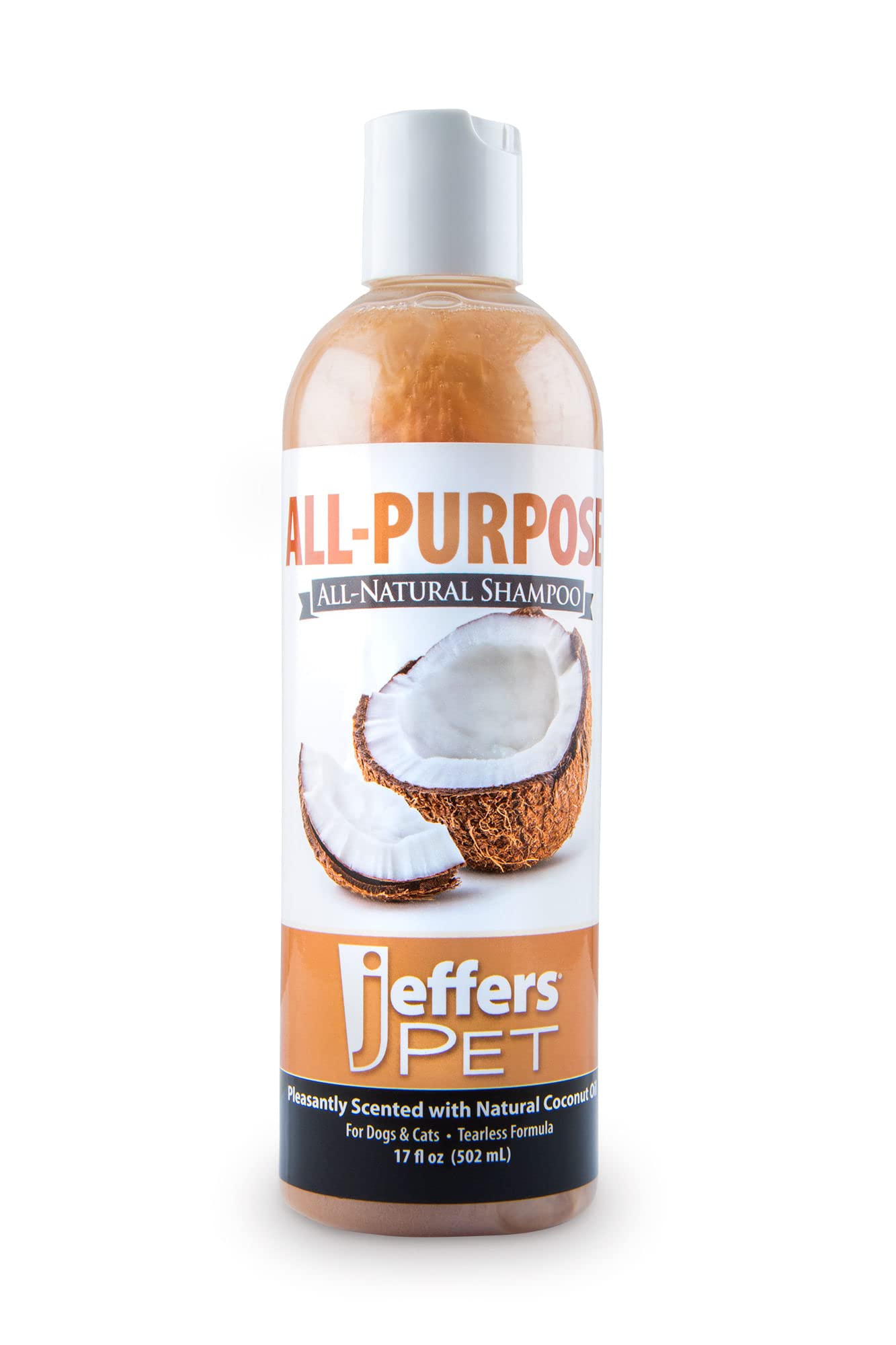 Jeffers Pet All Purpose Coconut Oil Shampoo For Dogs & Cats, 17 Fl Oz - Tearless, Ph Balanced, Soap & Detergent Free Formula - G