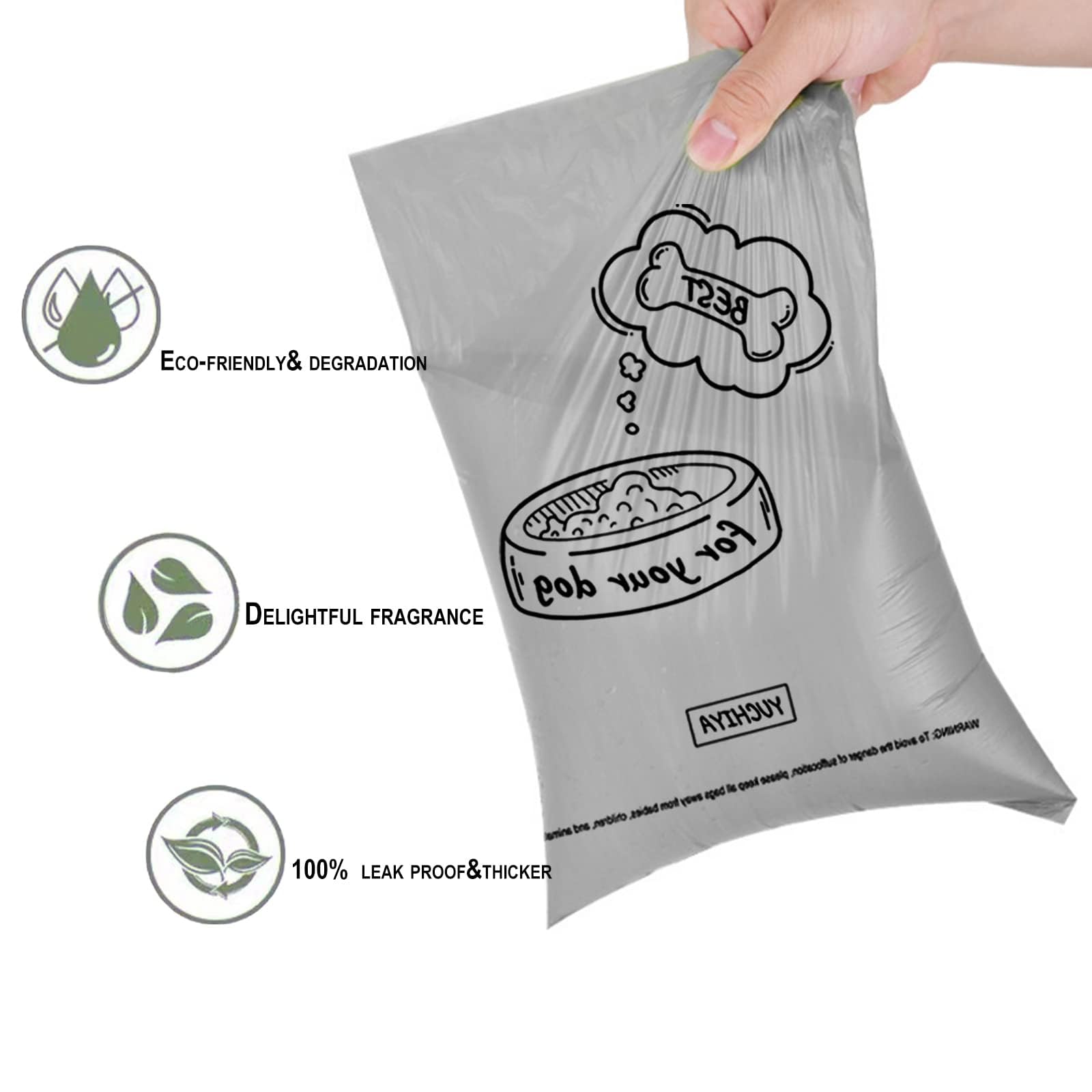 Yuchiya 9 Pack Dog Poop Bag With Holder Dog Waste Bags Dispenser With Silver Leash Clip Doggie Poop Bags With Poop Bag Holder Bi