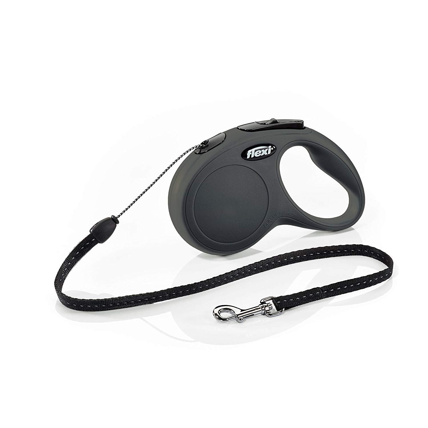 Flexi New Classic Retractable Dog Leash (Cord), 16 Ft, Small, Black