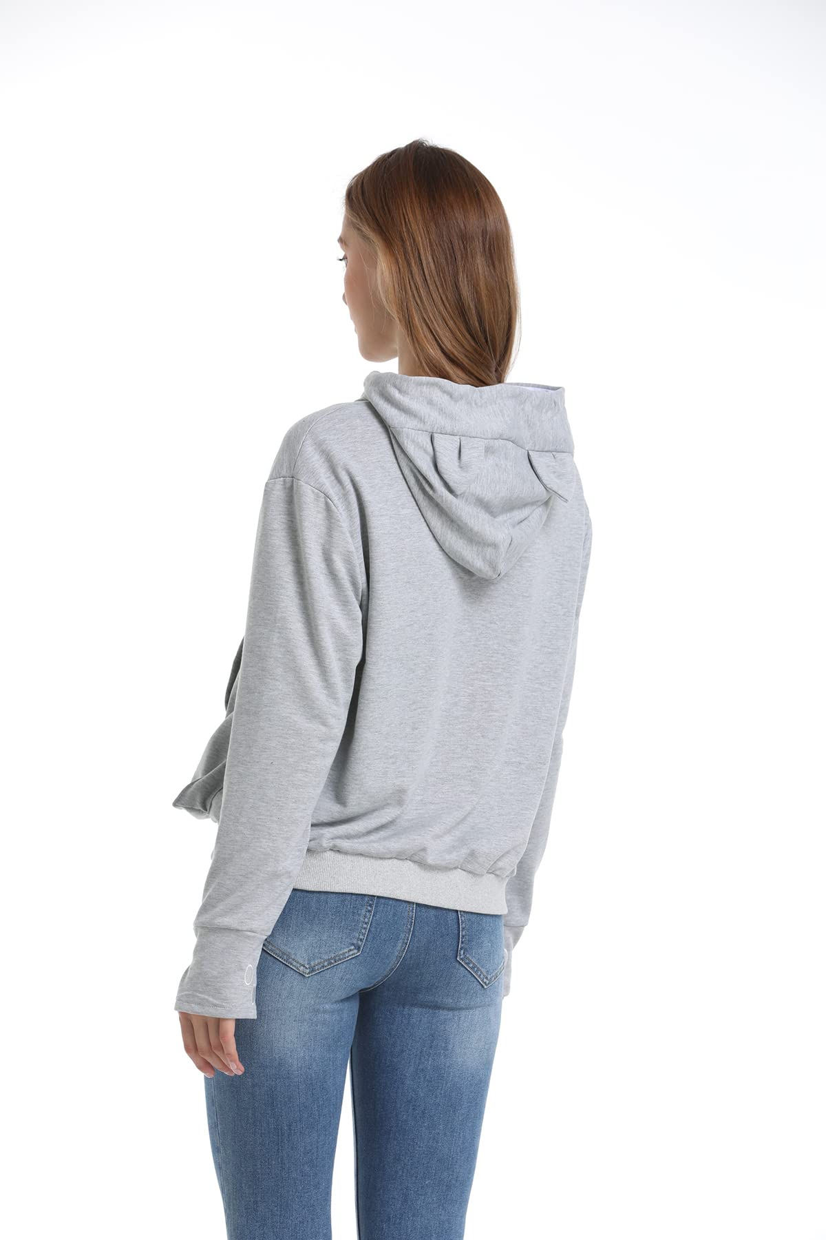Linyuchen Cat Dog Pouch Hoodie Large Pet Pouch Sweatshirt Puppy Kitten Holder Carrier Pullover Shirt Unisex Hoodies Light Grey