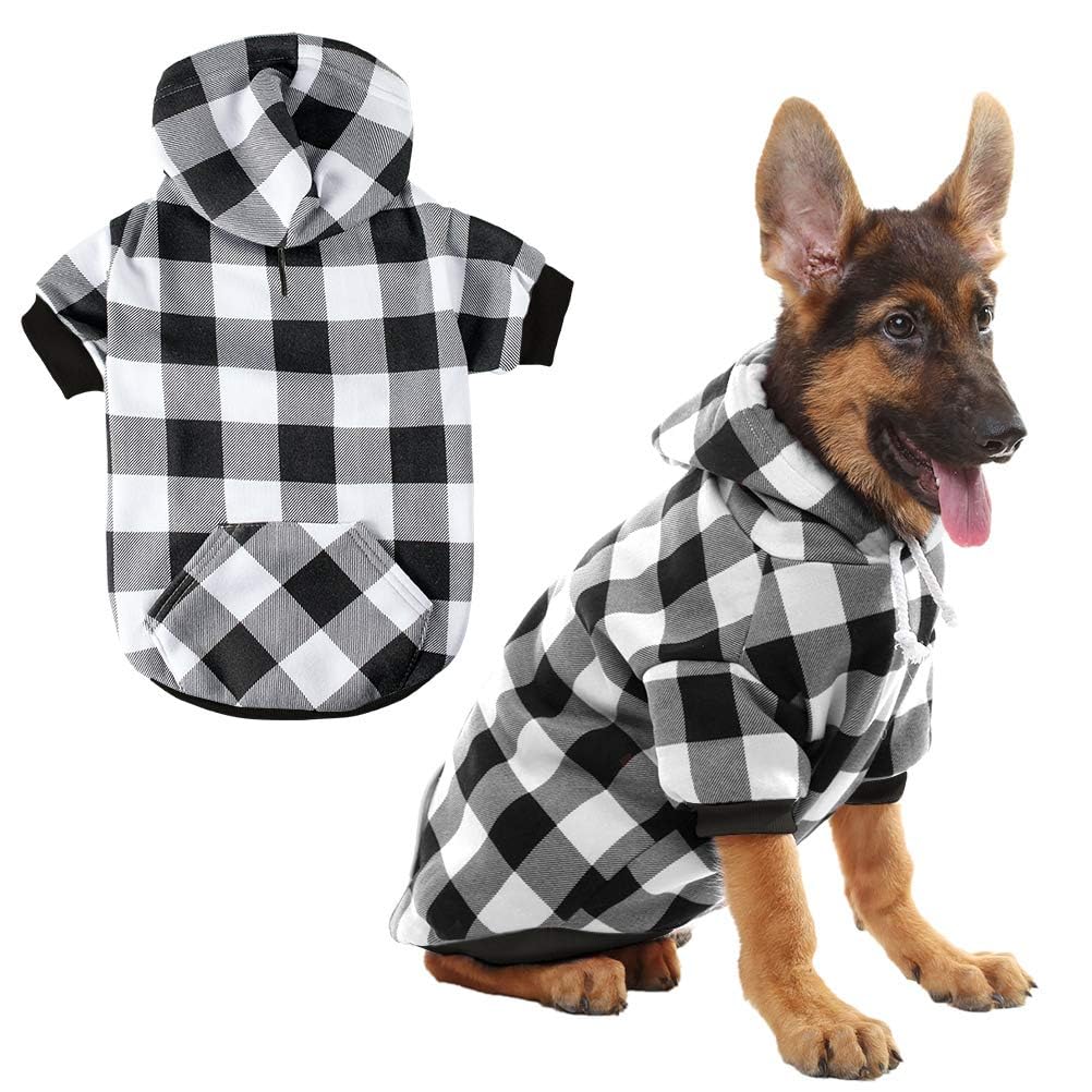 Plaid Dog Hoodie Pet Clothes Sweaters With Hat