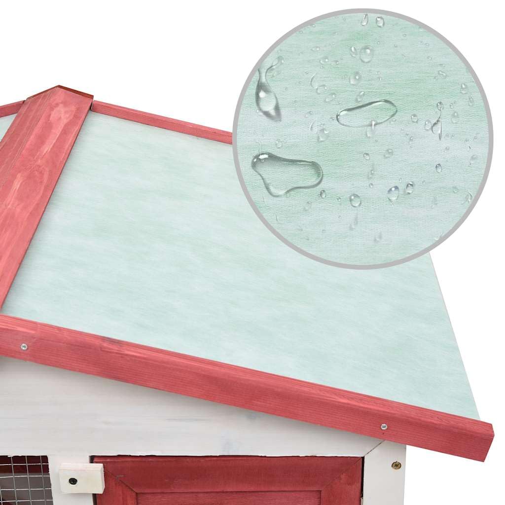 vidaXL Outdoor Rabbit Hutch with 3 Doors, 2-Layer Wooden Pet Enclosure with Wire Mesh, Easy-Clean Design, Secure Living Space for Small Animals