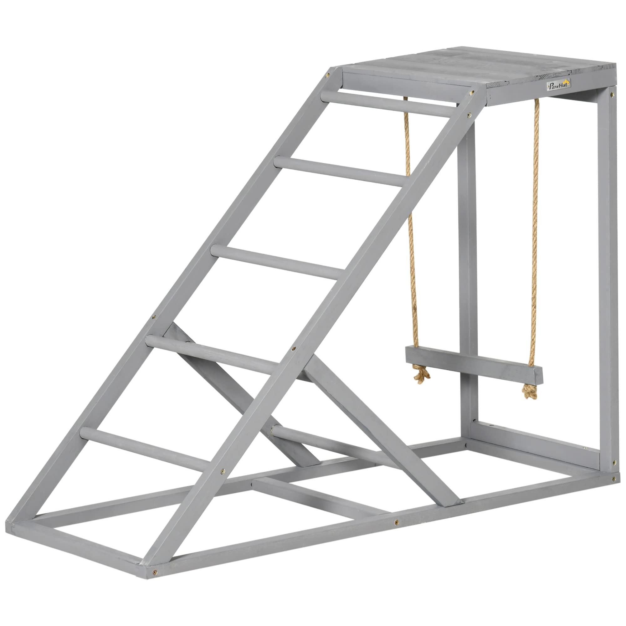 PawHut Chicken Activity Play for Healthy & Happy Animals, Swing Set with Chicken Perches & Hen Ladder, Coop Toy, Gray