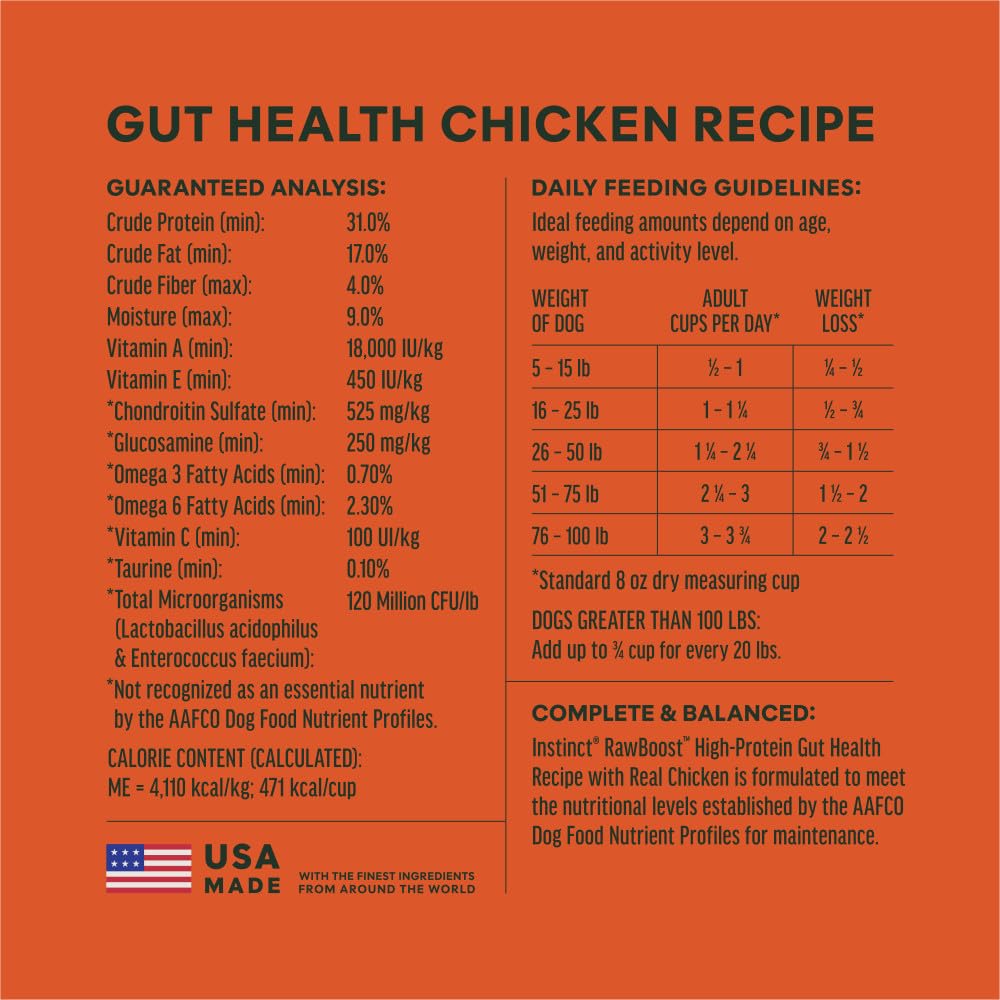 Instinct Raw Boost Gut Health, Natural Dry Dog Food with Freeze Dried Pieces, Grain Free Recipe - Real Chicken, 3.5 lb. Bag