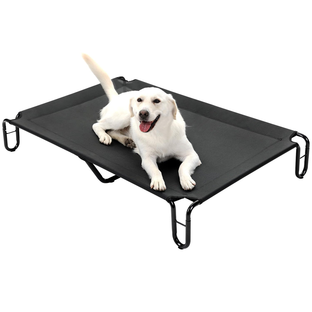 Pettycare Elevated Outdoor Dog Bed - Dog Cots Beds For Large Dogs Xl, Waterproof Raised Dog Bed Easy To Assemble, Cooling Elevated Dog Bed With Teslin Mesh, Durable, Non Slip, Up To 85 Lbs,Black