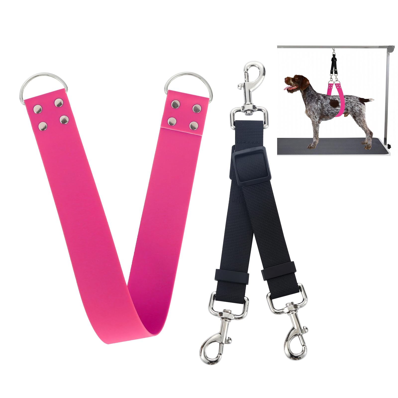 Dog Grooming Belly Band - Pet Grooming Belly Straps Pink Groomer Belly Support 2'' Wide Waterproof Strong Pvc Dogs Loop With Adj