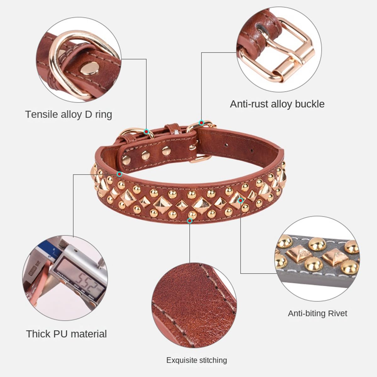 haoyueer Spiked Dog Collar Soft Pu Leather Mushrooms Rivet Spike Studded Puppy Adjustable Pet Collars for Small Breeds (XS, Red3