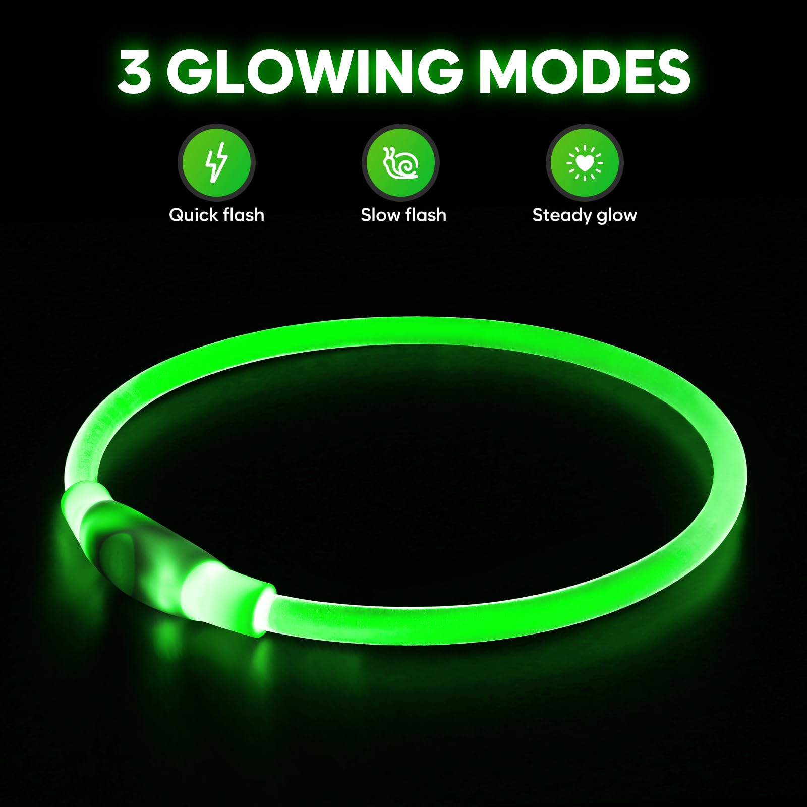 Higo Led Dog Collar, Usb Rechargeable Light Up Dog Collars, Diy Flashing Dog Necklaces For Dog Walking At Night (Green)
