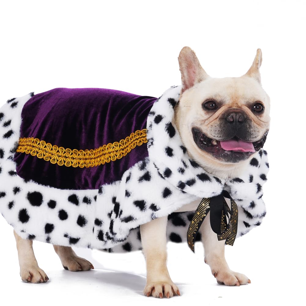 Lovelyshop Pet Serial Lux Fur Purple Cat Dog Cloak For Halloween Costumes, King Queen Prince And Princess Cosplay-M