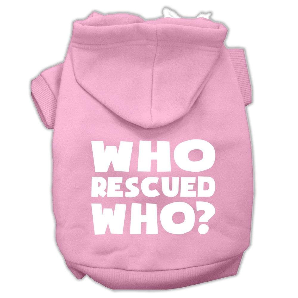 Mirage Pet Products Who Rescued Who Screen Print Pet Hoodies, X-Small, Light Pink