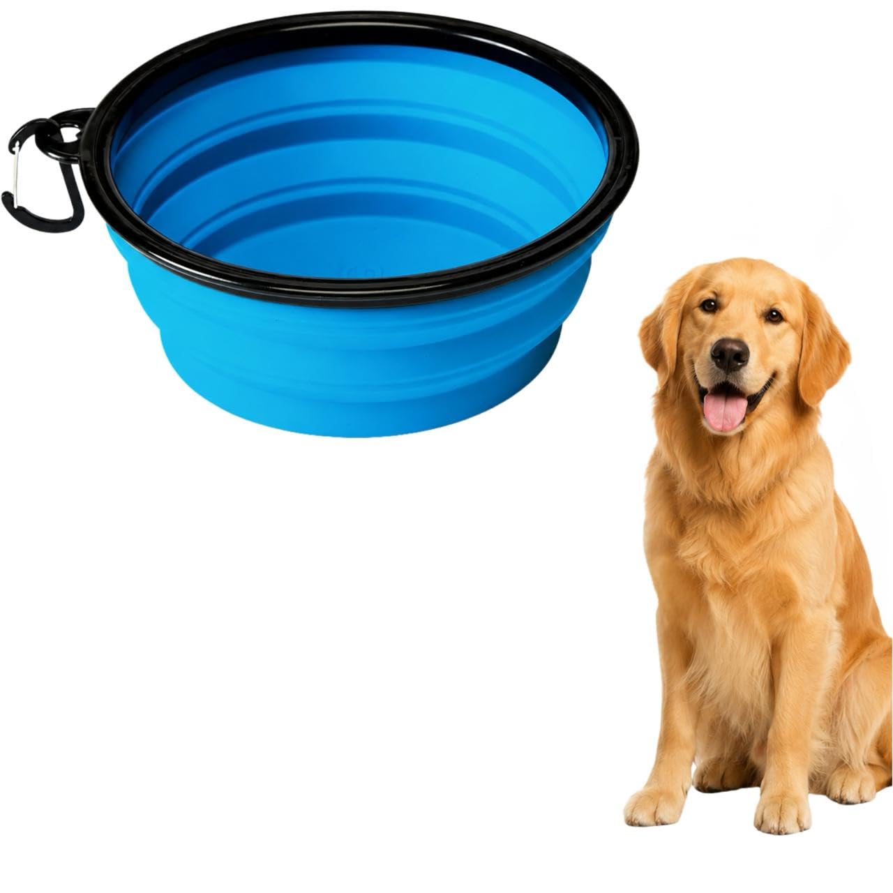 Petkartel Collapsible Silicone Dog Bowl | Foldable Travel Feeder Cup | Carabiner Clip Portable Water Food Dish | Outdoor Walking