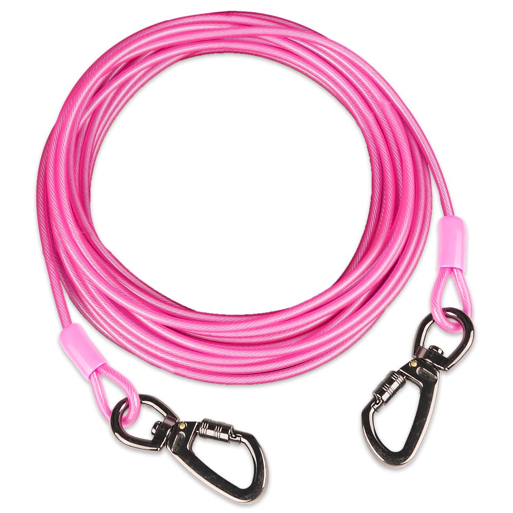 Dog tie Out Cable, 10/20/25/30/50/70/100 feet, Suitable for Dogs up to 350 pounds, Dog Cable with Swivel Buckle, Lightweight, No