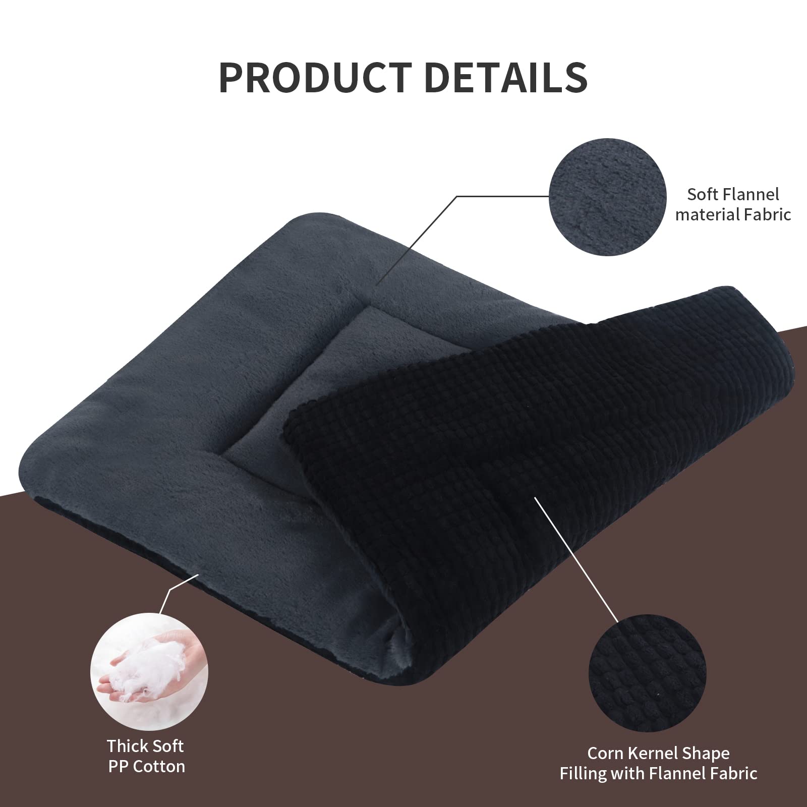 Vetasac Dog Bed Mat, Soft And Warm Pet Cushion, Dual Purpose Washable Mattress Bed For Small Medium Large Dog And Cat Sleeping Xb004 (36'X23', Dark Grey)
