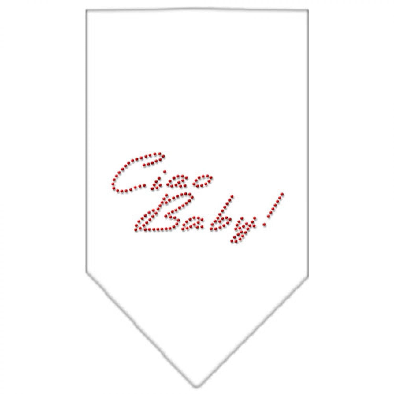 Mirage Pet Products Ciao Baby Rhinestone Bandana, Large, White