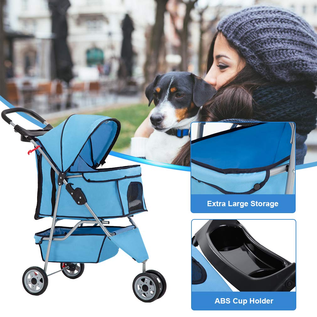 Bestpet New Pet Stroller Cat Dog Cage 3 Wheels Stroller Travel Folding Carrier T13