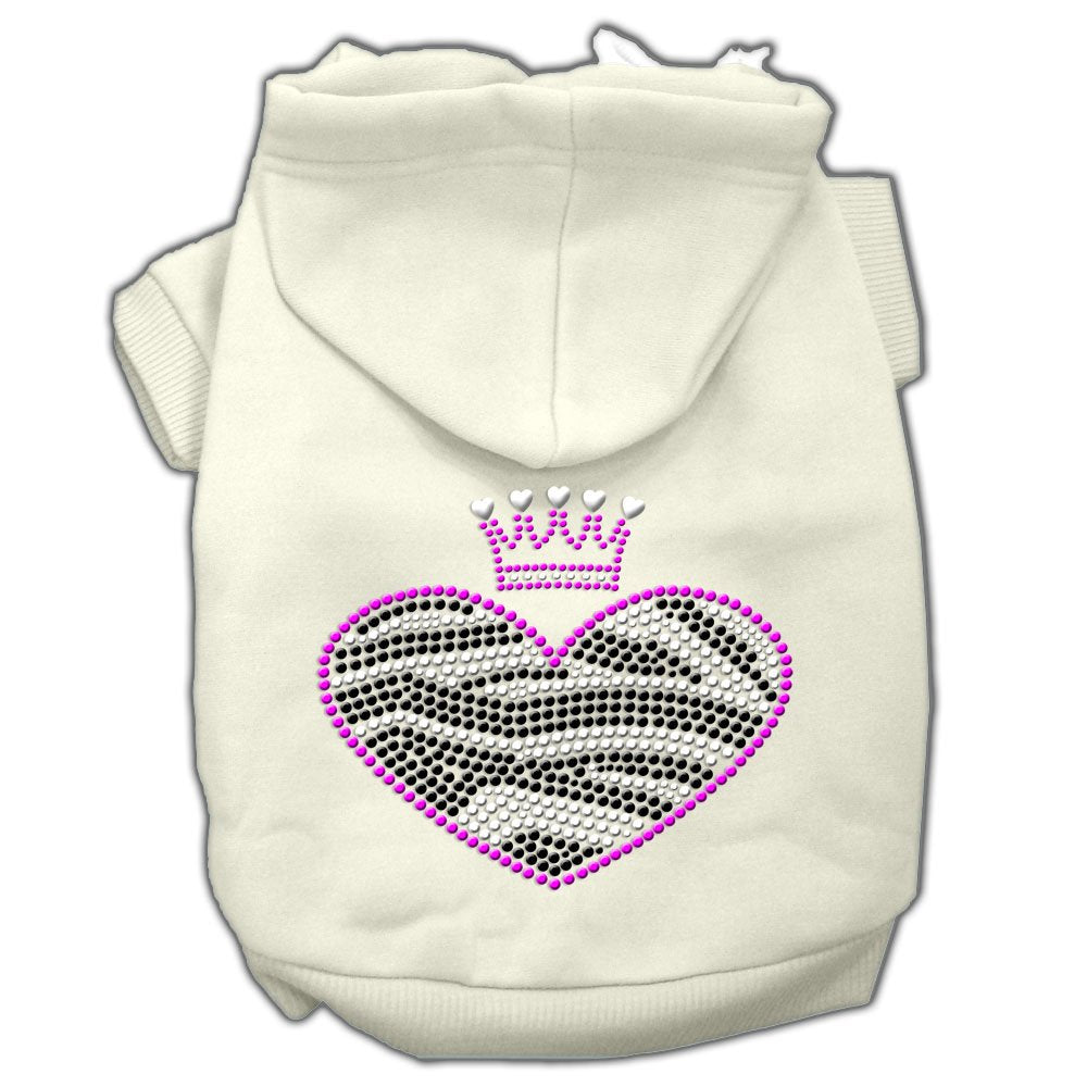 Mirage Pet Products 14&quot; Zebra Heart Rhinestone Hoodies, Large, Cream
