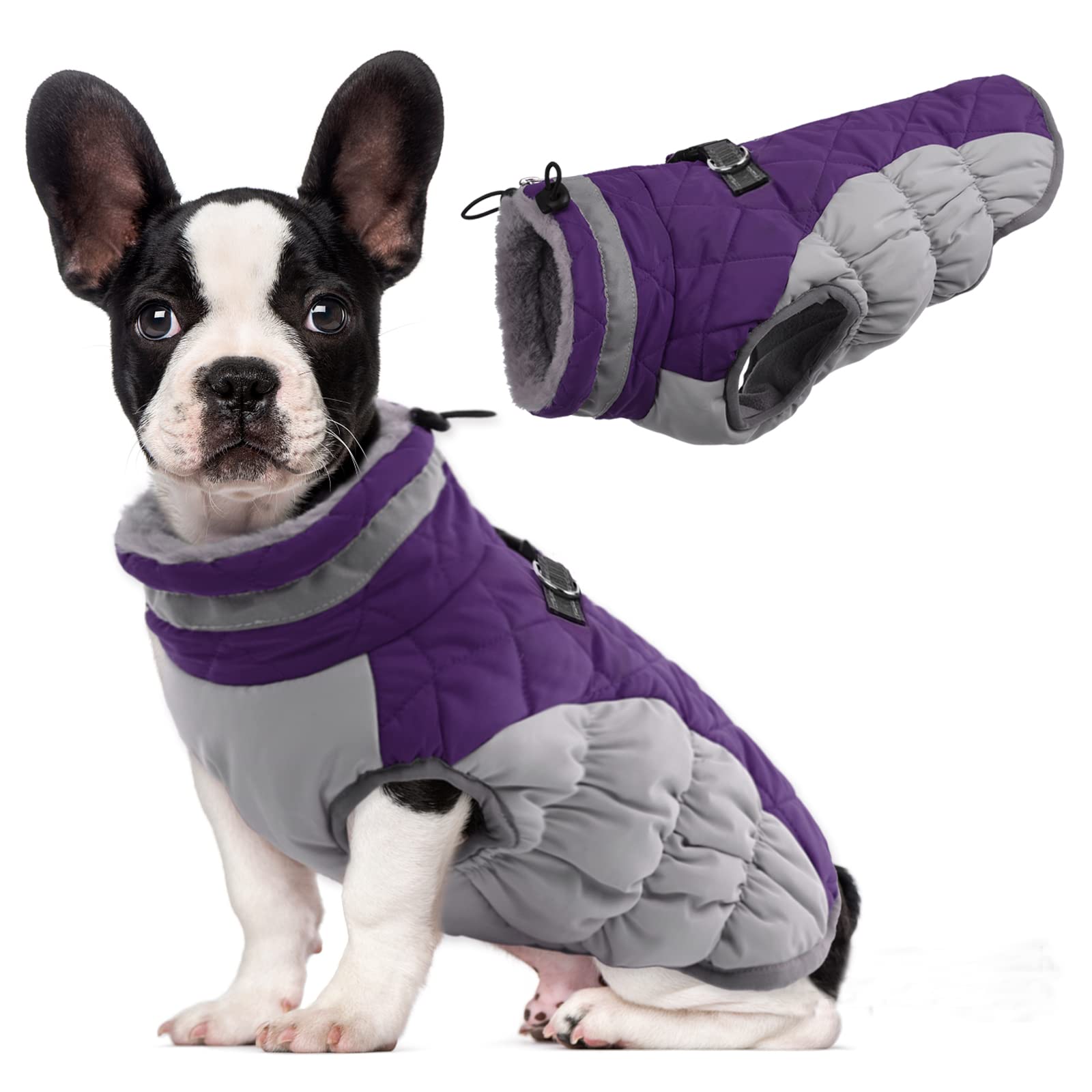 Lelepet Warm Dog Winter Coat Cold Weather Jacket Windproof Reflective Turtleneck Dog Vest With Plush Neckline D-Ring For Leash Thick Fleece Lining Dog Jacket Pet Apparel For Small Medium Large Dogs