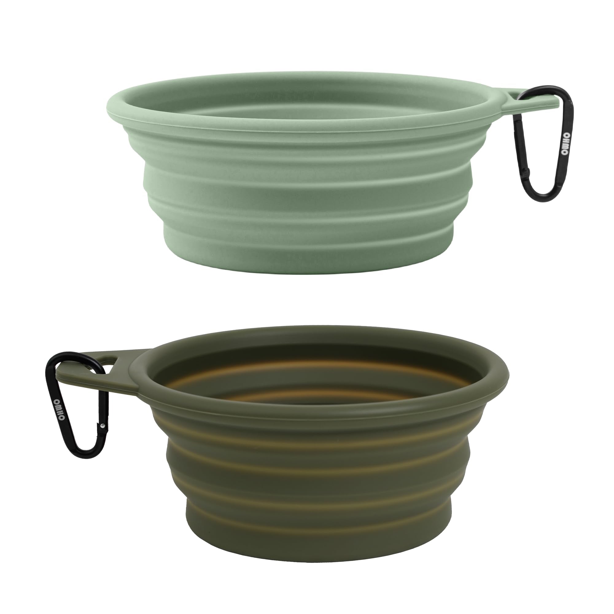 Ohmo Collapsible Dog Bowl(2 Pack, Camo&Light Green 12Oz/400Ml) Premium Silicone Pet Water Bowls For Cats & Dogs, Portable Dog Tr