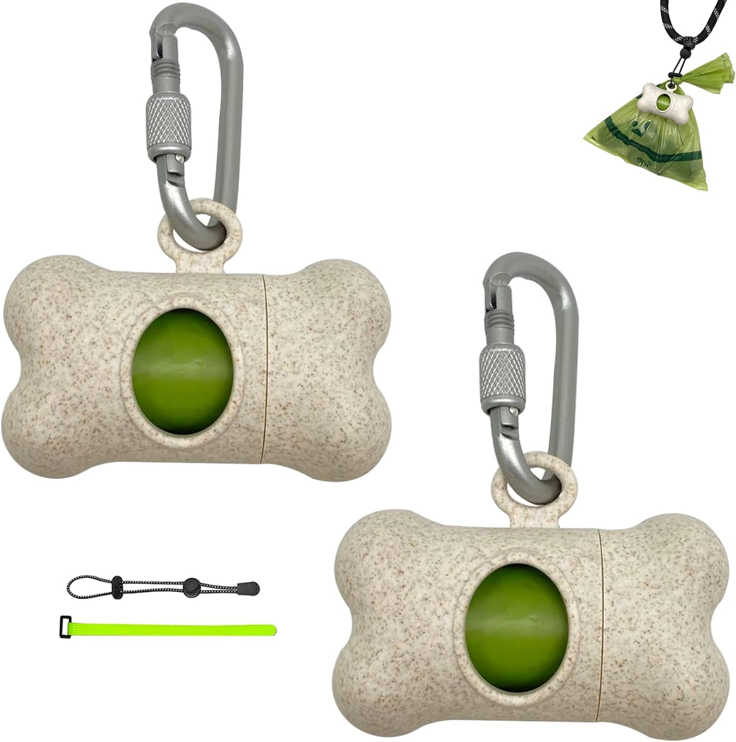 Shaouman Bone Shaped Dog Waste Bag Dispenser With Leakproof Bags, 2 Holders, 30 Bags, Beige