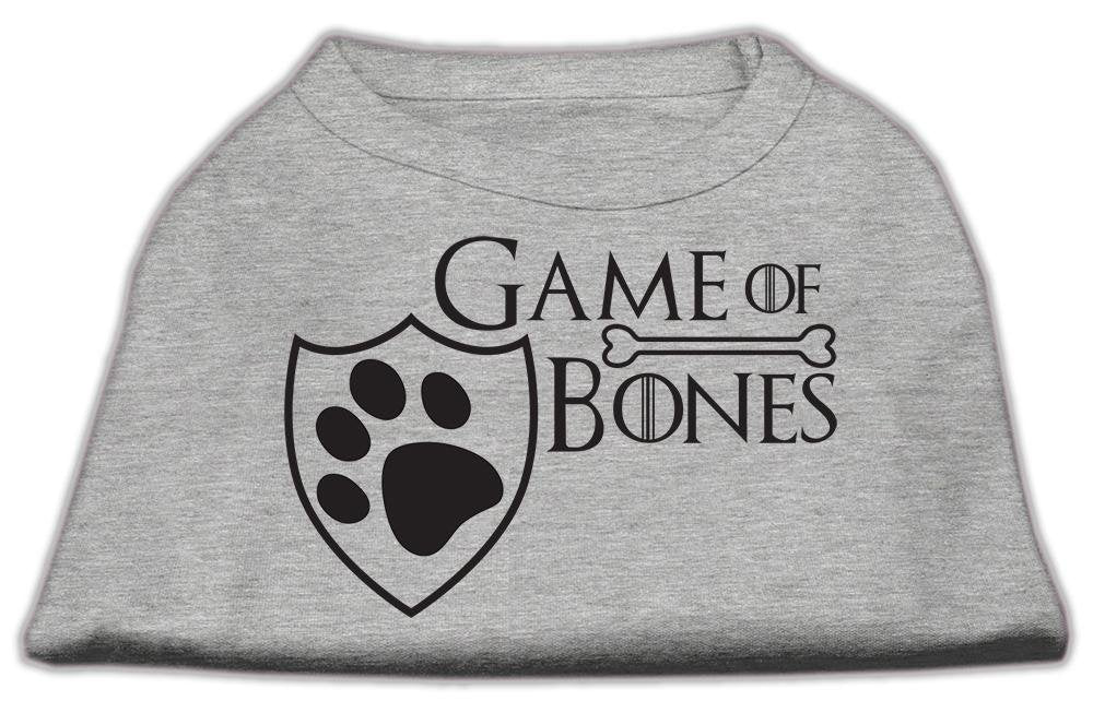 Pet Dog & Cat Shirt Screen Printed, 'Game Of Bones' Gray Md (6-10 Lbs.)