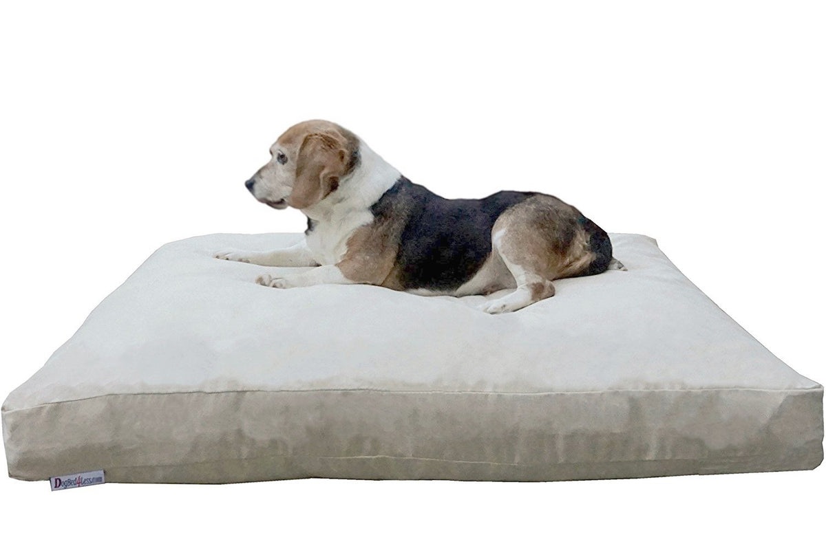 Dogbed4Less Large Memory Foam Dog Bed For Medium Dogs, Orthopedic Comfort, Waterproof Liner And Suede Pet Bed Cover 41'X27' Pillow, Khaki