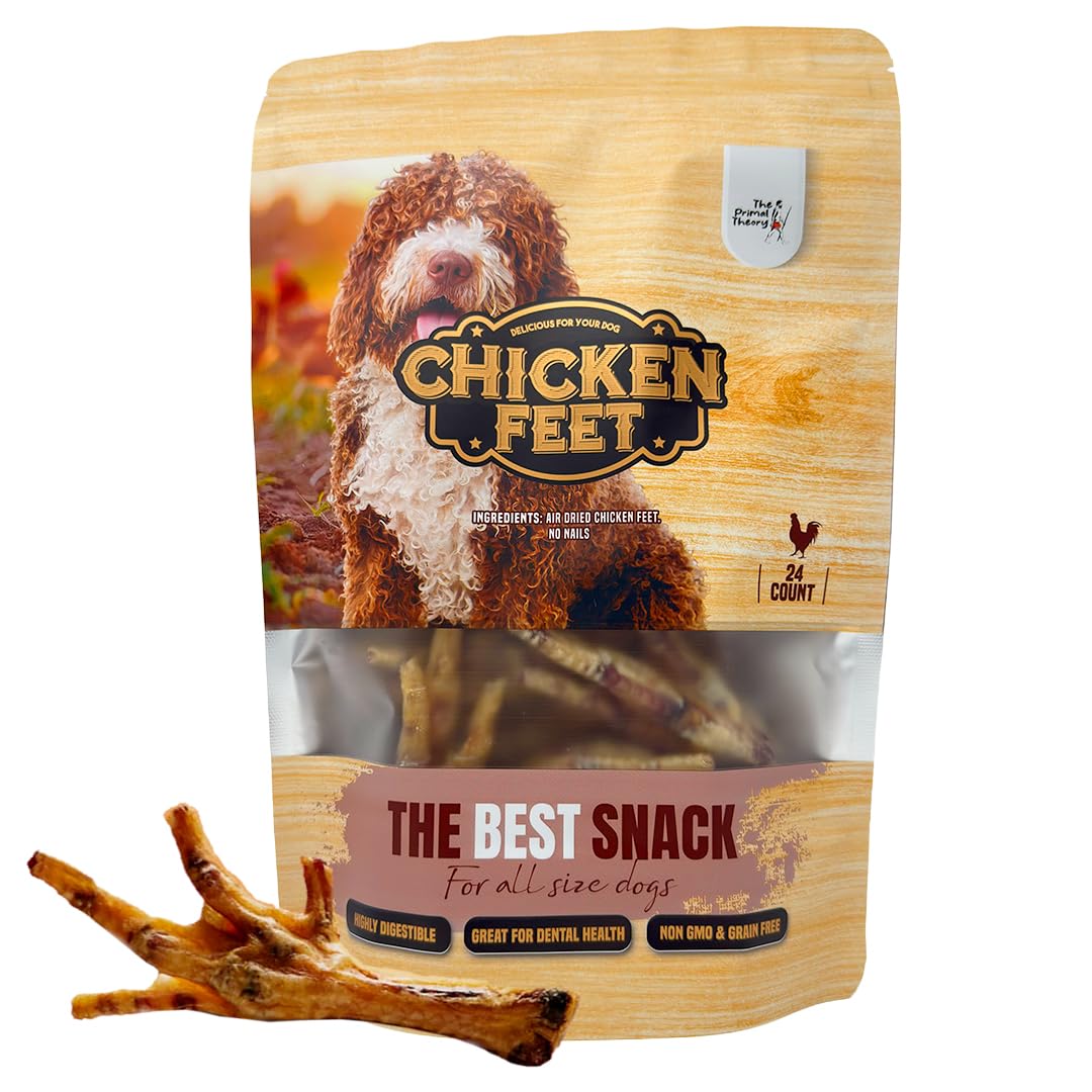 The Primal Theory Dehydrated Chicken Feet for Dogs - Single Ingredient Dog Chews - Made in USA - 100% Digestible Chicken Foot Tr