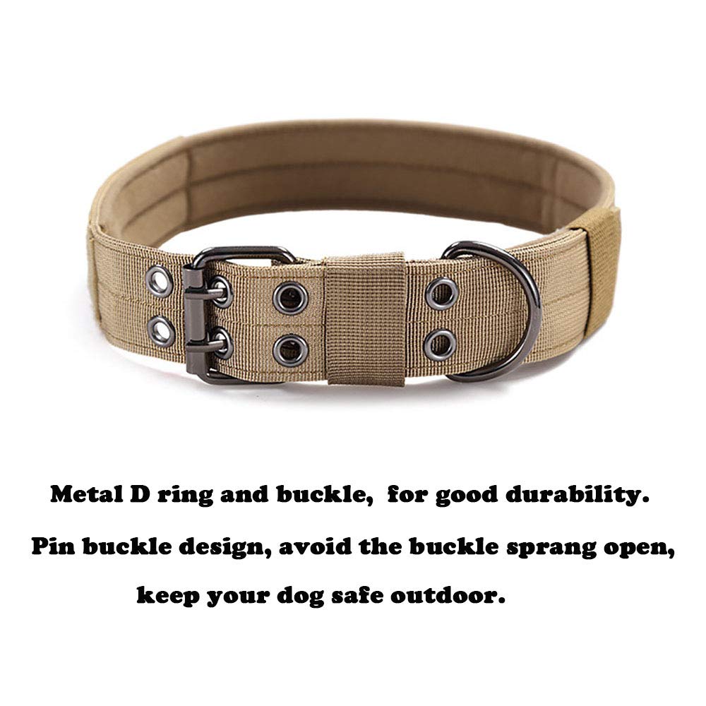 Love Dream Tactical Dog Collar, Adjustable Military Dog Collar with Metal D Ring and Buckle Heavy Duty Nylon Training Dog Collar