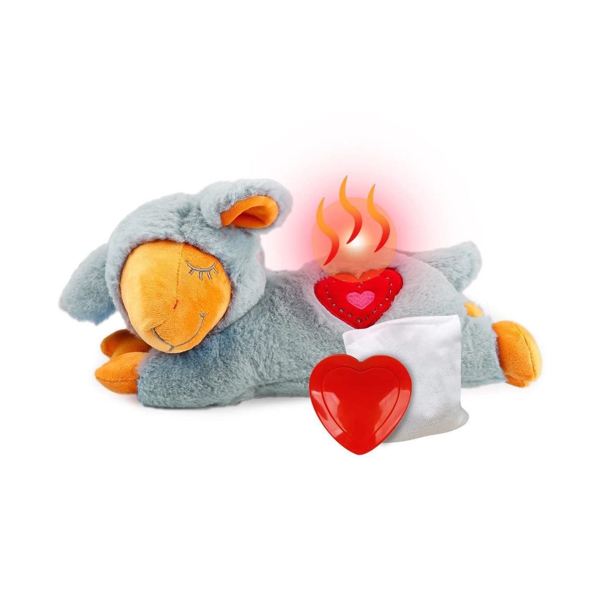 All For Paws Dog Stuffed Animals With Heartbeat,Small Dog Toys For Dog Anxiety Relief,Puppy Behavioral Training Aid Toy Dog Stuff (Grey Sheep(Heartbeat + Warm Bag))