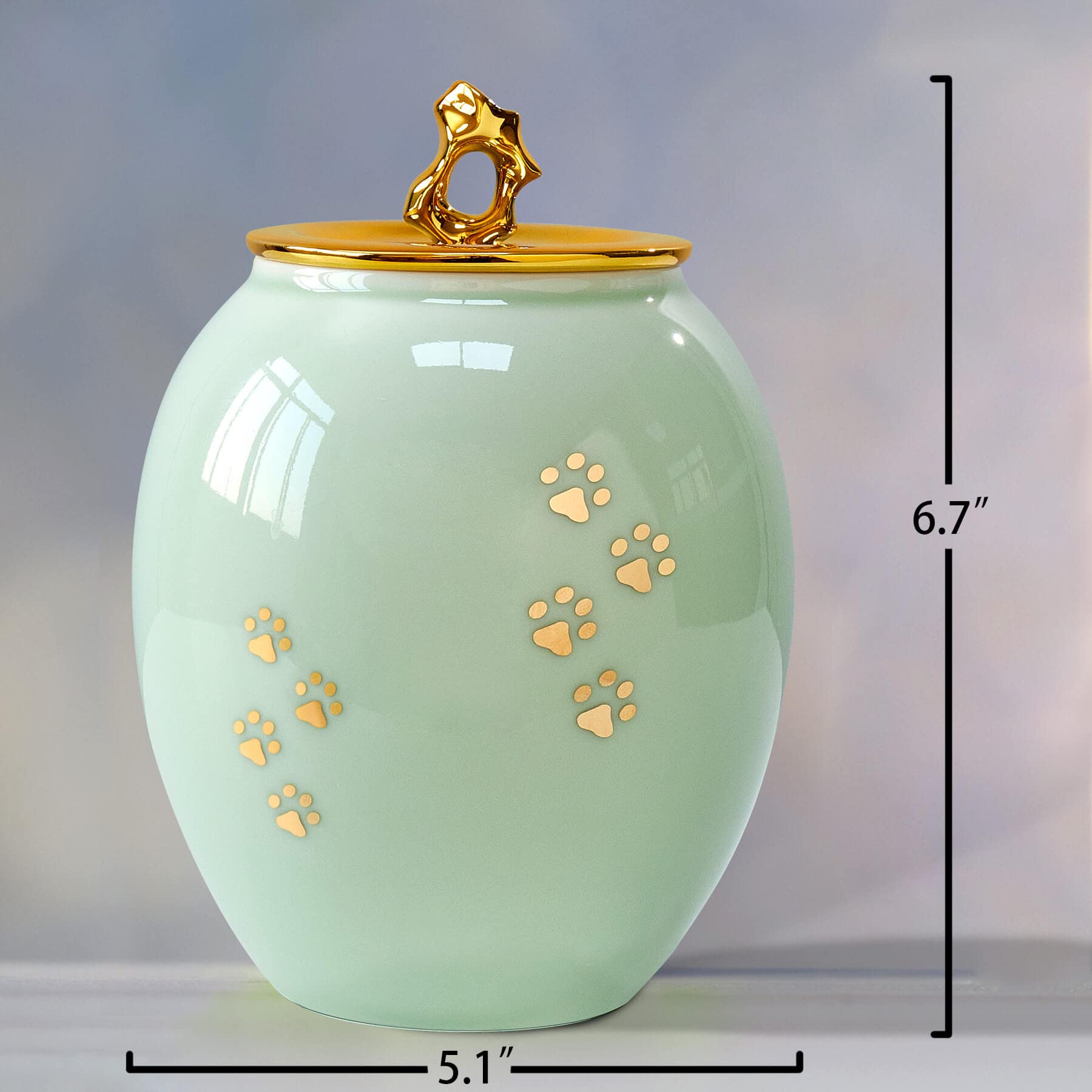 Lines Arte Medium Pet Urns For Dogs Ashes, Ceramics Pet Urn For Dog Cat Ashes (Paw Prints)