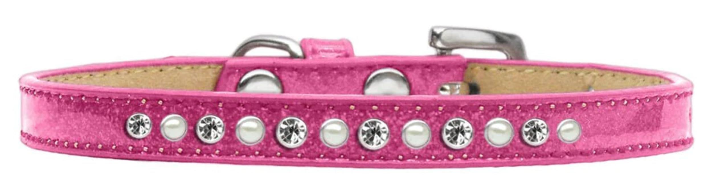 Dog, Puppy and Pet Ice Cream Collar, Pearl & Clear Crystal Rimsets Black 14