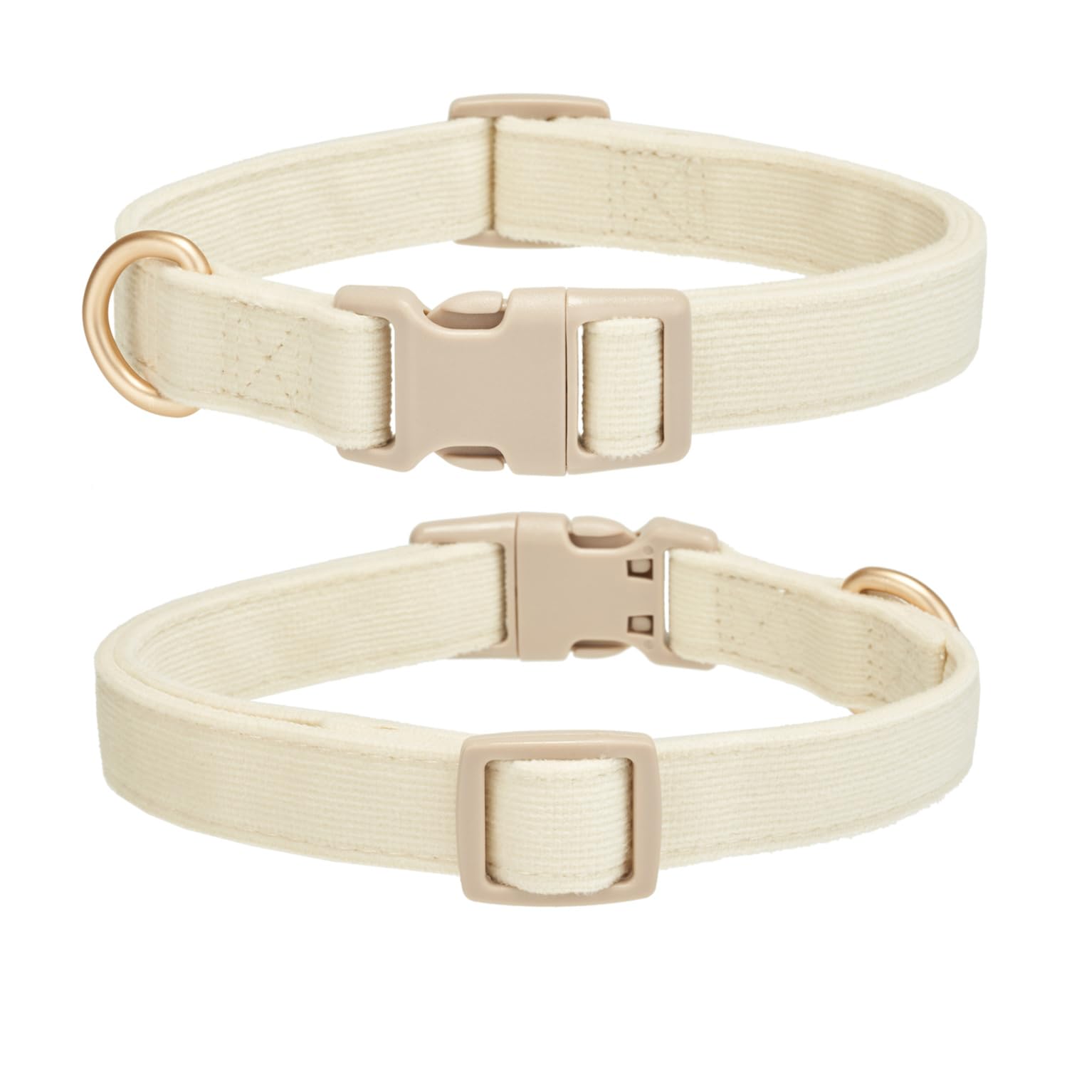 Yudote Soft Cotton Dog Collar Adjustable Corduroy Dog Collars For Small Medium Large Dogs(White,Large)