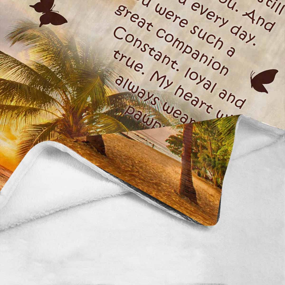 Personlaized Blanket In Memory Of My Dog, Leave Paw Prints On My Heart Pet Loss Sympathy Memorial Dog Remembrance Blanket Home D