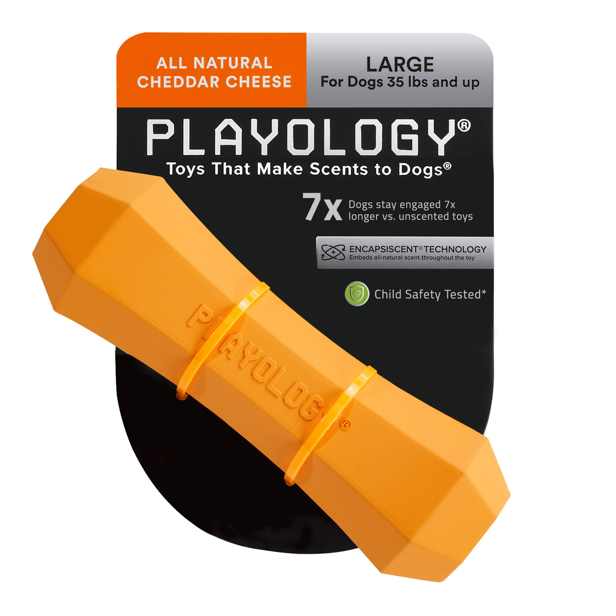 Playology Squeaky Chew Stick Dog Toy for Large Dogs - Cheddar Cheese Scented, Non-Toxic Rubber, Ideal for Moderate Chewers