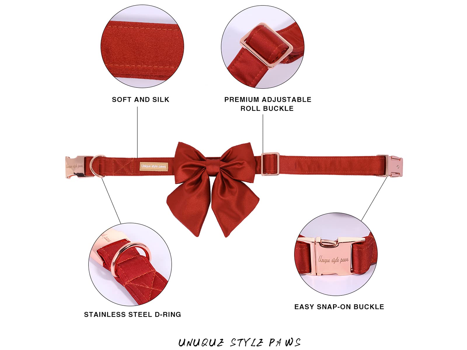 Unique Style Paws Silk Halloween Dog Collar Adjustable Durable Dog Collar With Bow Holiday Bowtie Collar For X-Large Dogs